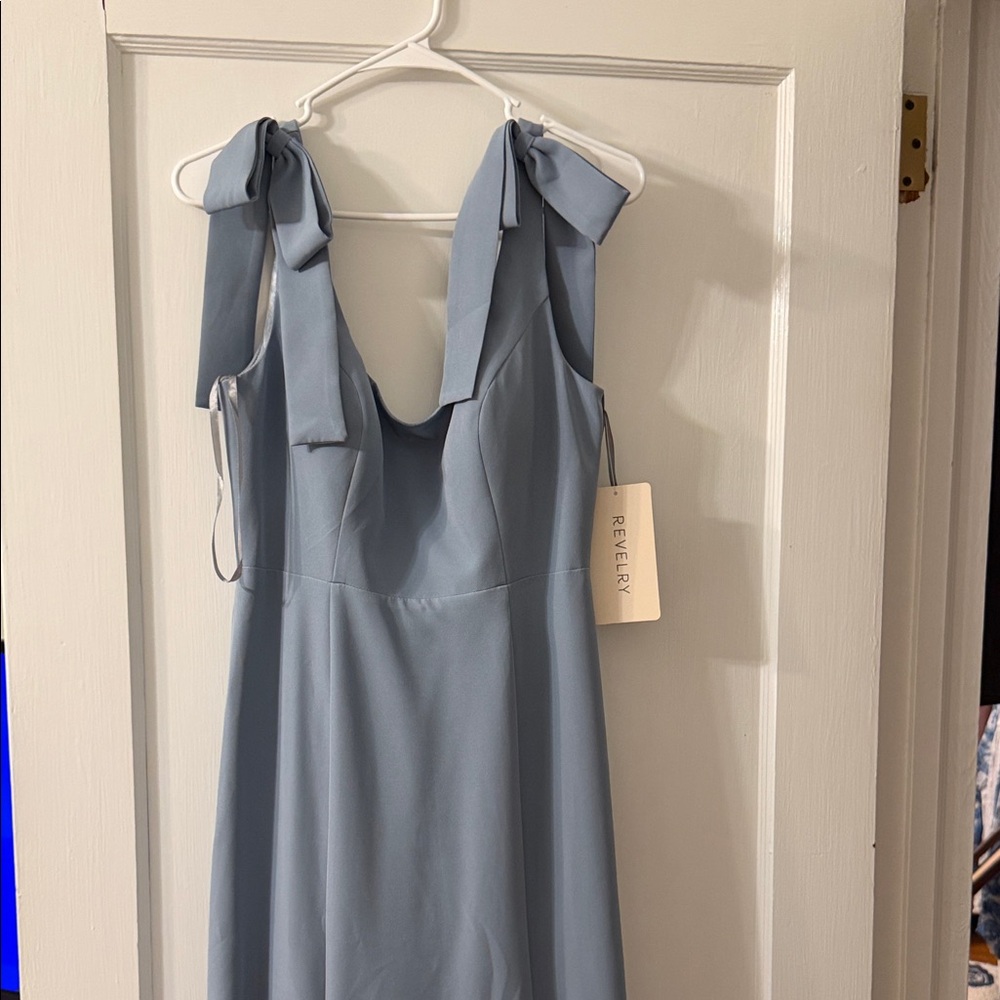 Revelry Soft Blue Maxi Dress with Tie Shoulder Straps